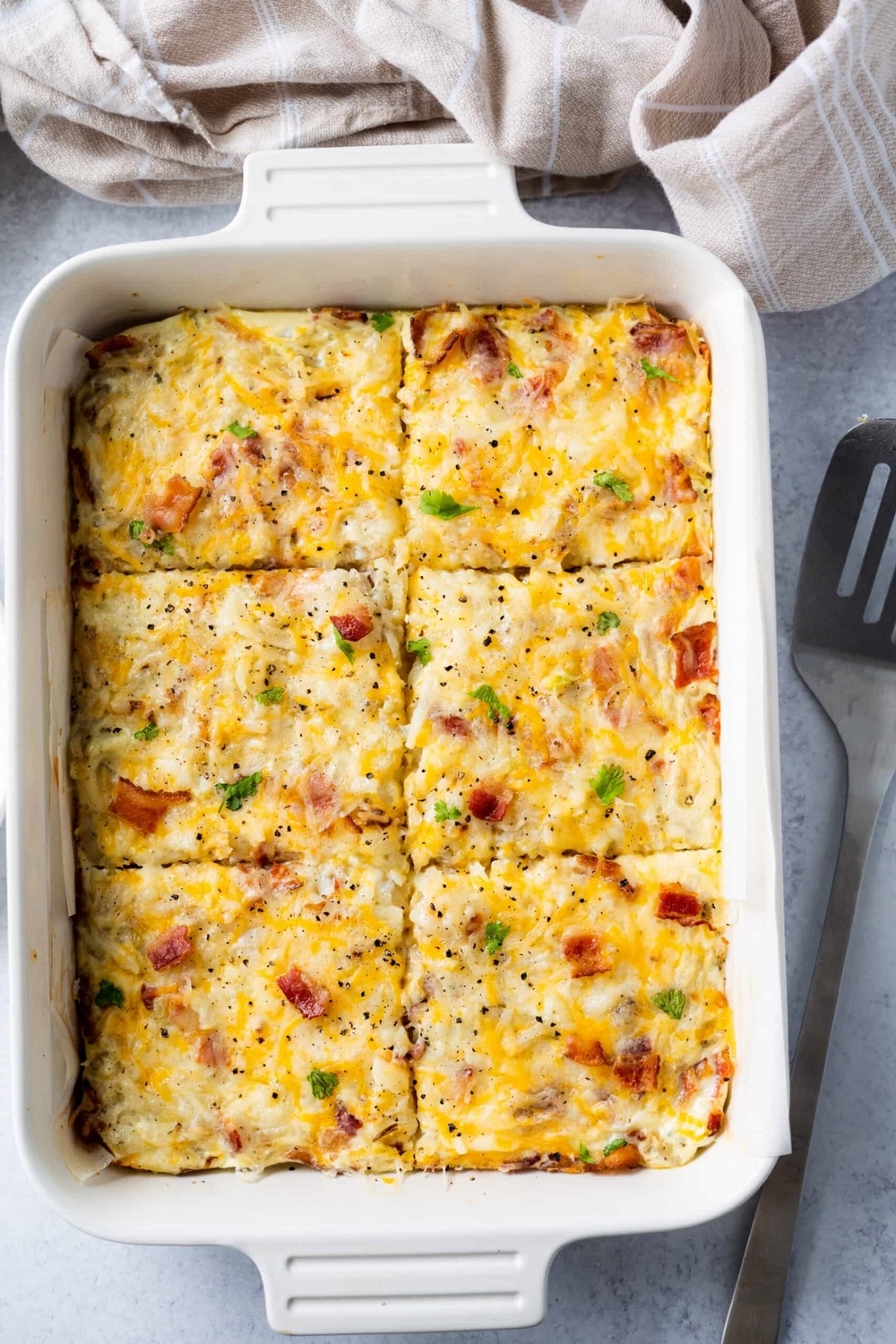 Macro Friendly Cheesy Bacon Ranch Hashbrown Casserole