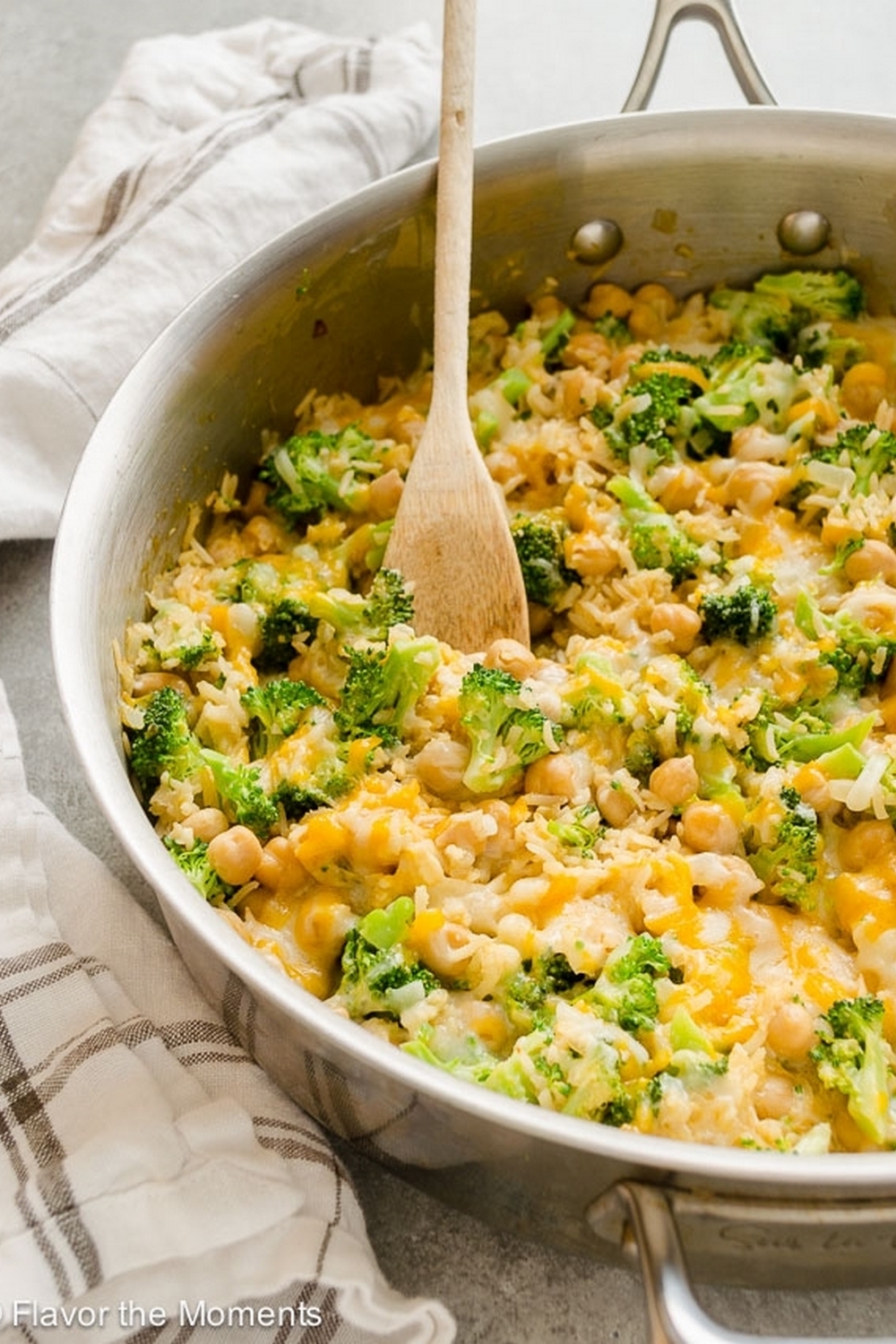One Pot Cheesy Broccoli Chickpea Rice Casserole