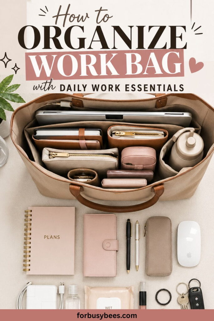 how to organize work bag with work essentials