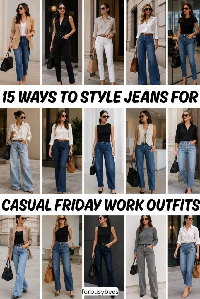 15 Jeans style for casual friday work outfits