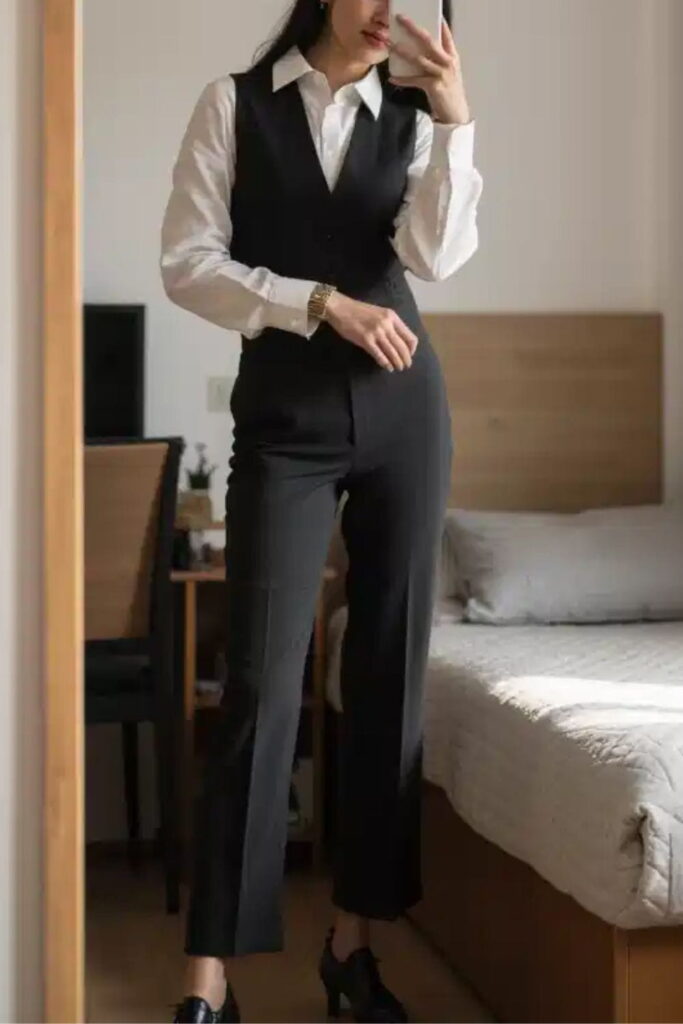 Button-Down Shirt With Fitted Vest