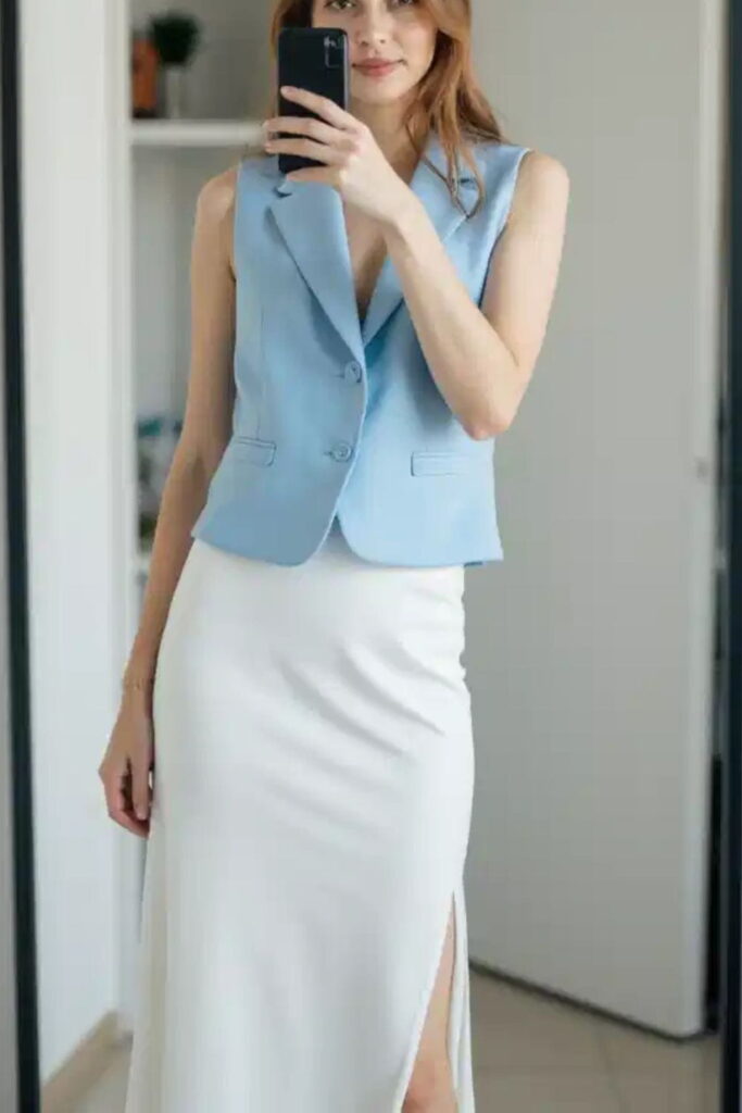 Vest With Pencil Skirt
