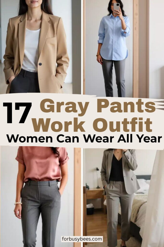 17 Gray Pants Work Outfits Women Can Wear All Year