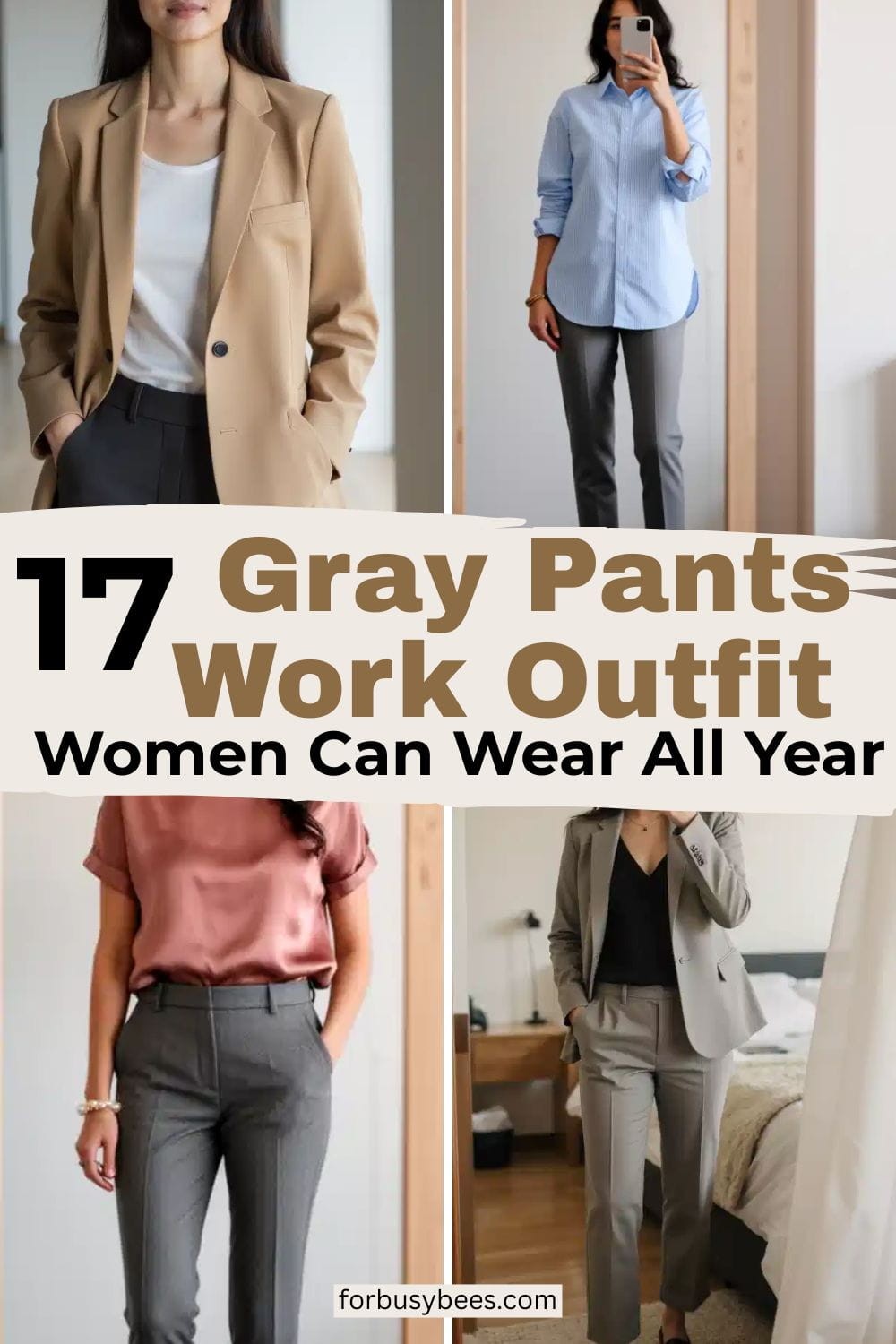17 Gray Pants Work Outfits Women Can Wear All Year