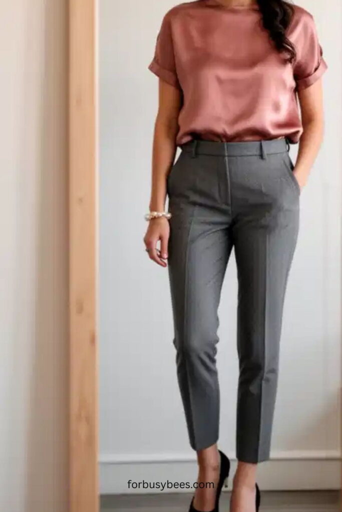 Gray Slacks Outfit Women for the Office